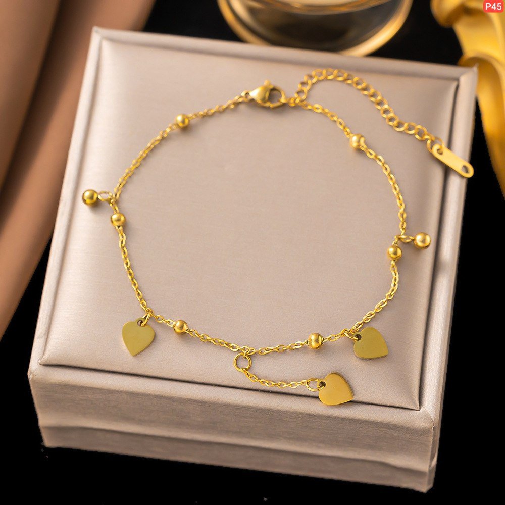 One Hanging Love Multi Ball Gold Polished Anklet Payel (1 Pair) - Image 3