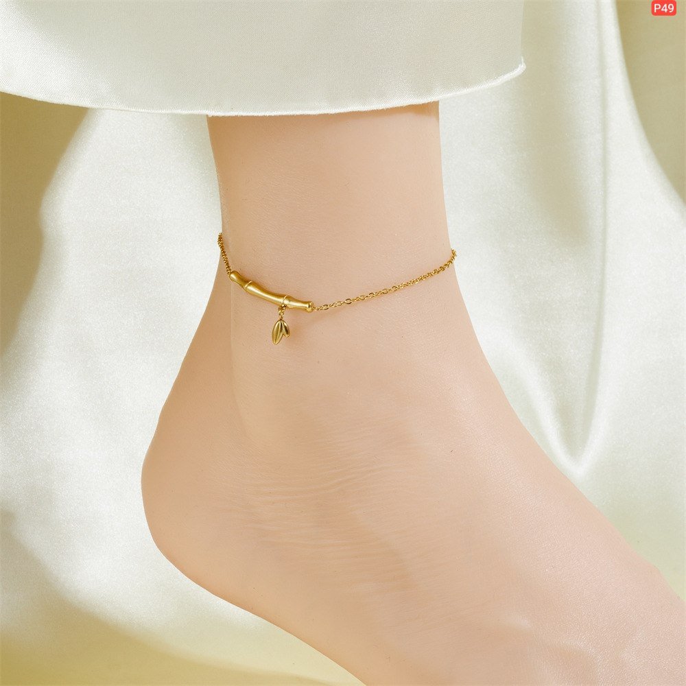 21K Gold Platted Bamboo Flower Anklet Payel (1 Pair) - Image 4