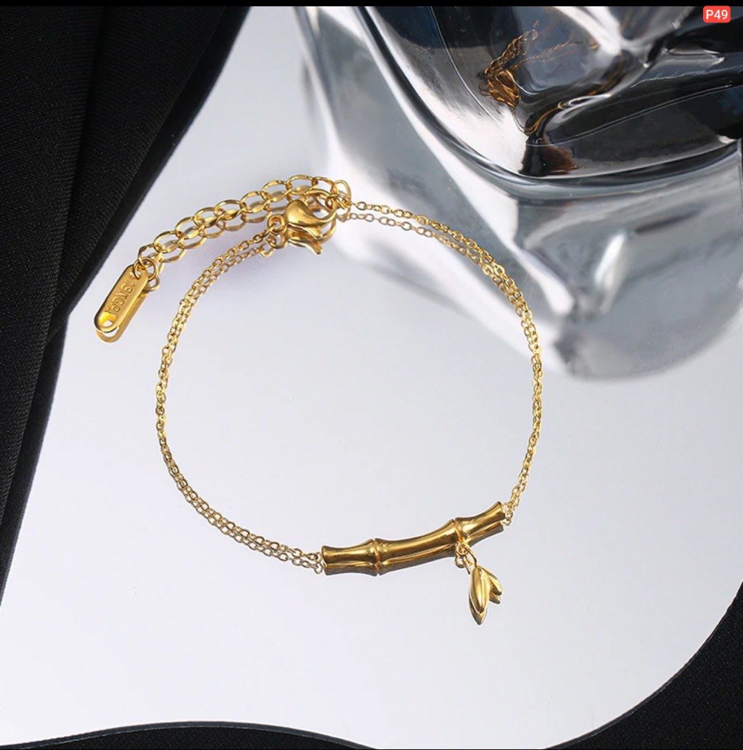 21K Gold Platted Bamboo Flower Anklet Payel (1 Pair) - Image 3