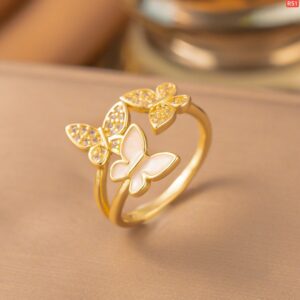 Three Butterfly premium quality Stone Ring(Adjustable)