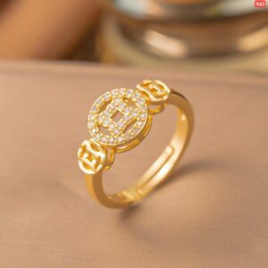 Coin Diamond Gold Ring(Adjustable)
