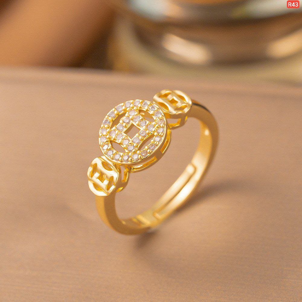 Coin Diamond Gold Ring(Adjustable)