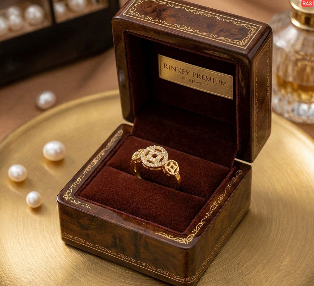Coin Diamond Gold Ring(Adjustable) - Image 3