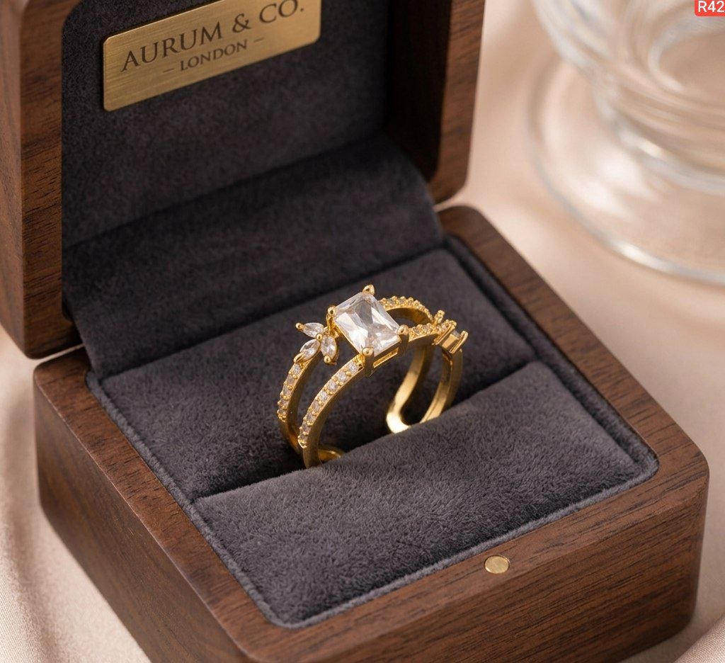 Bamboo Leaf Square Stone Ring(Adjustable) - Image 2