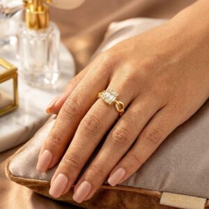 Rectangular Diamond Stone Ring(Adjustable)
