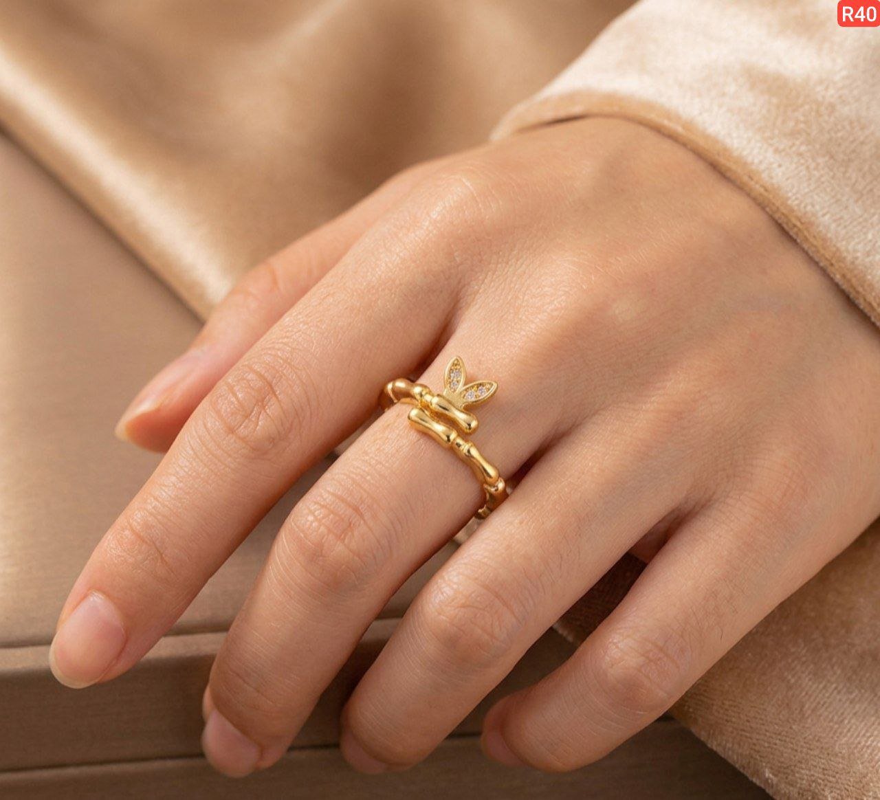 A Grade Ss Diamond Bamboo Ring(Adjustable) - Image 2