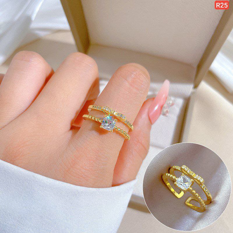 Real Gold Platted One Stone Bownot Ring(Adjustable)