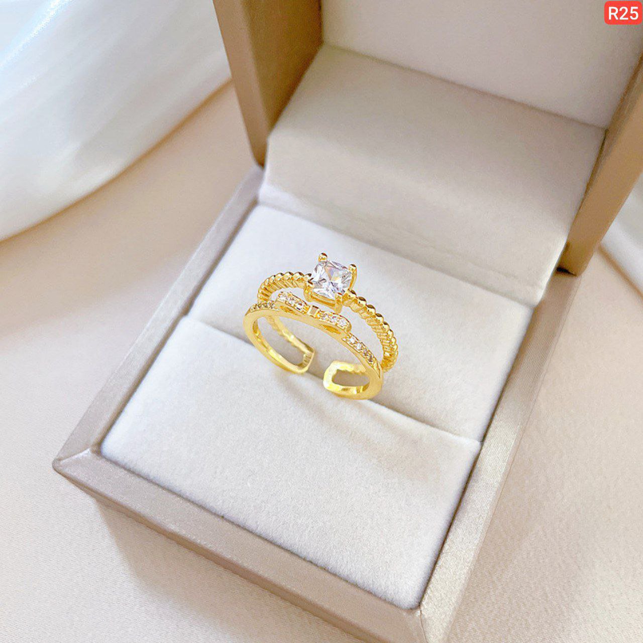 Real Gold Platted One Stone Bownot Ring(Adjustable) - Image 3