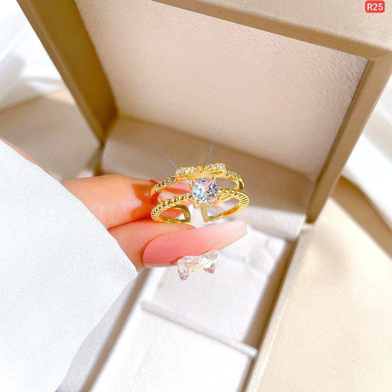 Real Gold Platted One Stone Bownot Ring(Adjustable) - Image 2