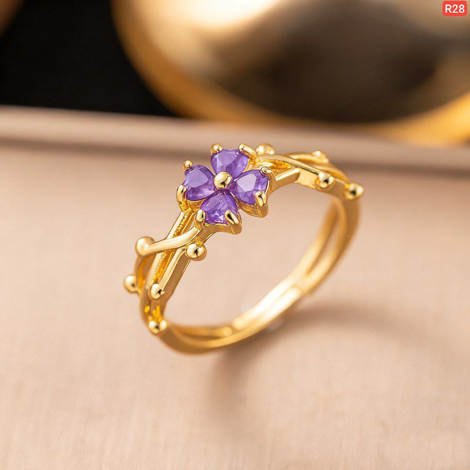 Red & Purple Diamond Flower Ring
(Adjustable) - Image 2