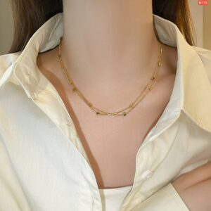 Double Chain Square cube Necklace