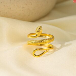 18k Gold Platted Snake Ring (Free Size)