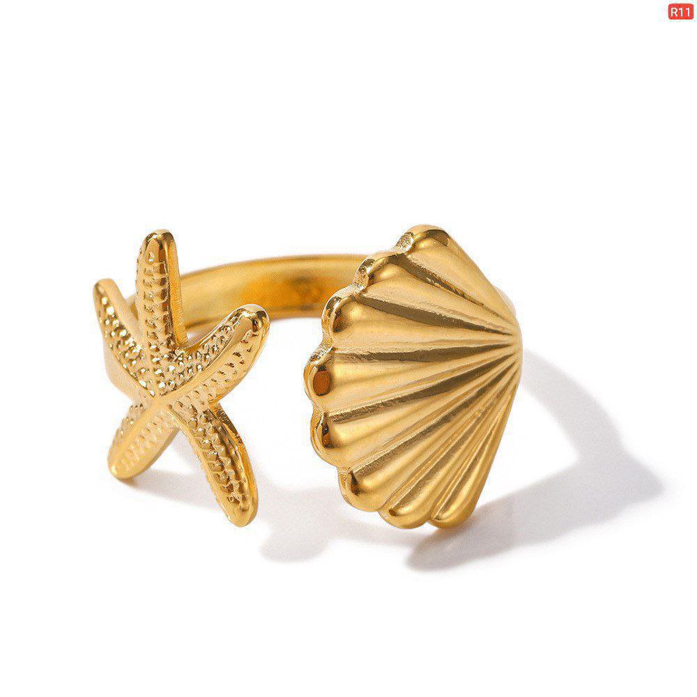 18k gold platted oyster Shell Ring(Free Size)