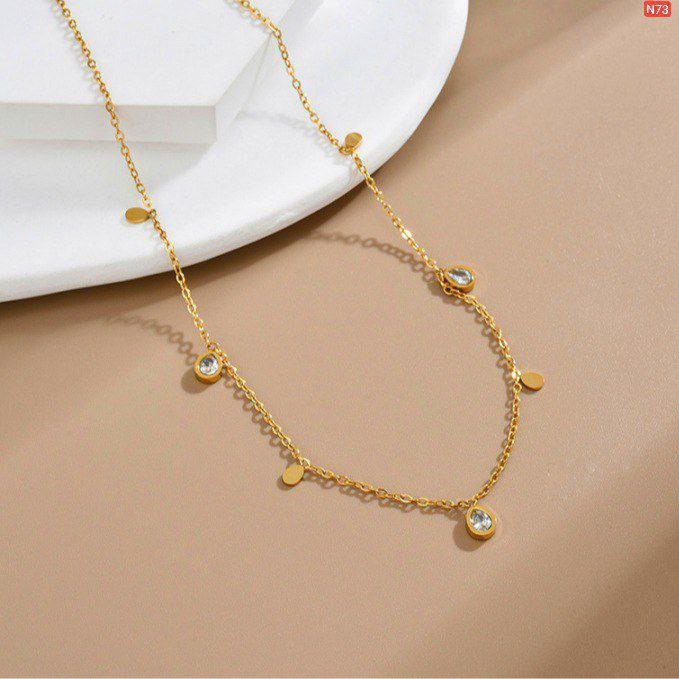 Water Drop diamond And Coin Stainless Steel Necklace - Image 2