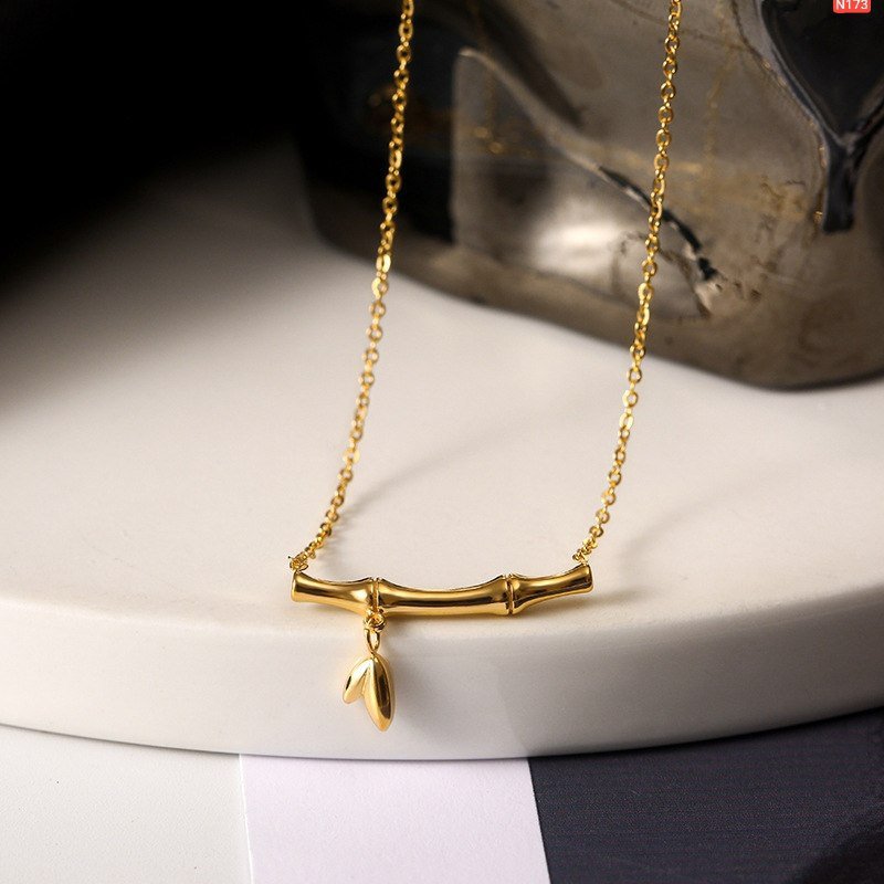 21K Gold Platted Bamboo Flower Necklace - Image 4