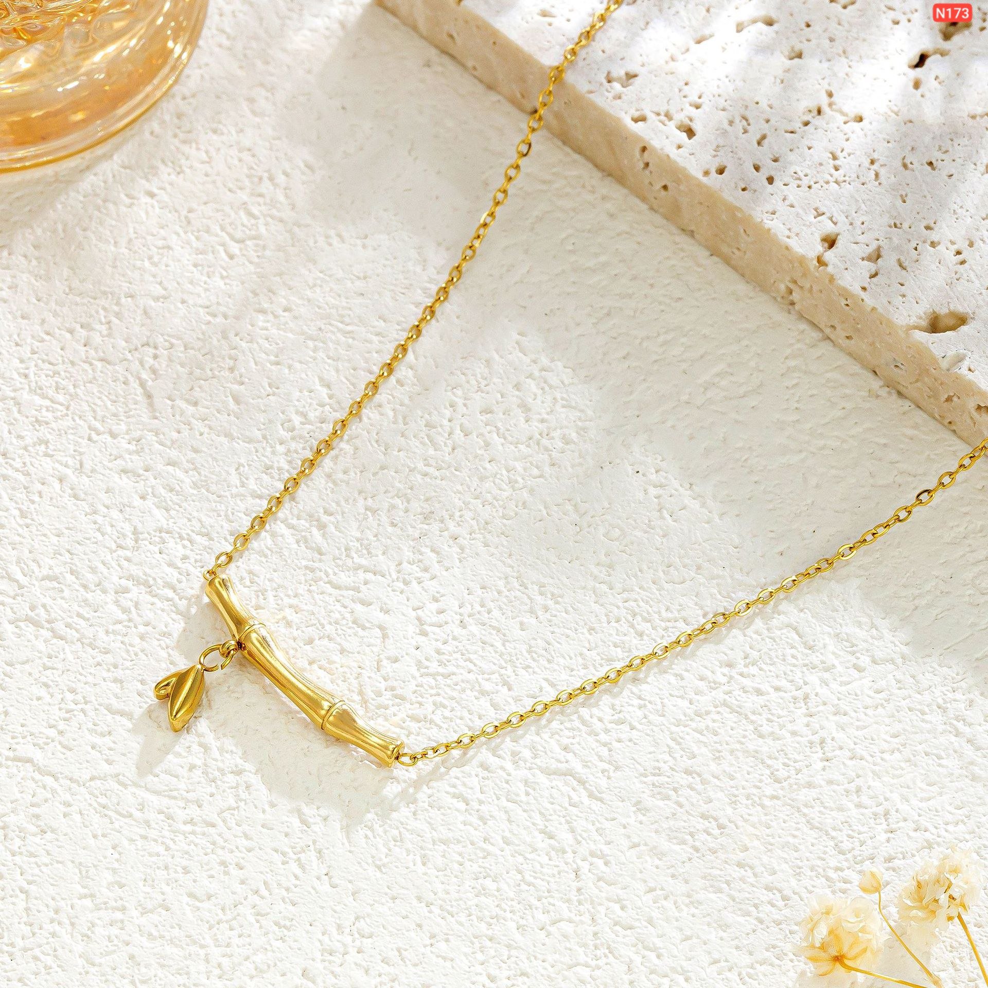 21K Gold Platted Bamboo Flower Necklace - Image 5