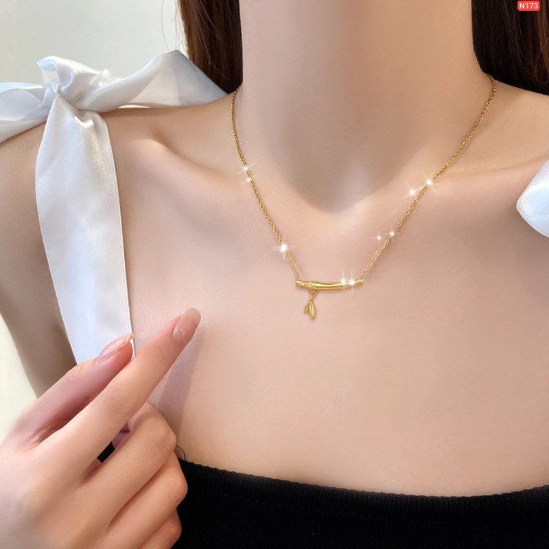 21K Gold Platted Bamboo Flower Necklace - Image 2