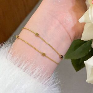 Double Layer 21k gold platted Cube Bracelet