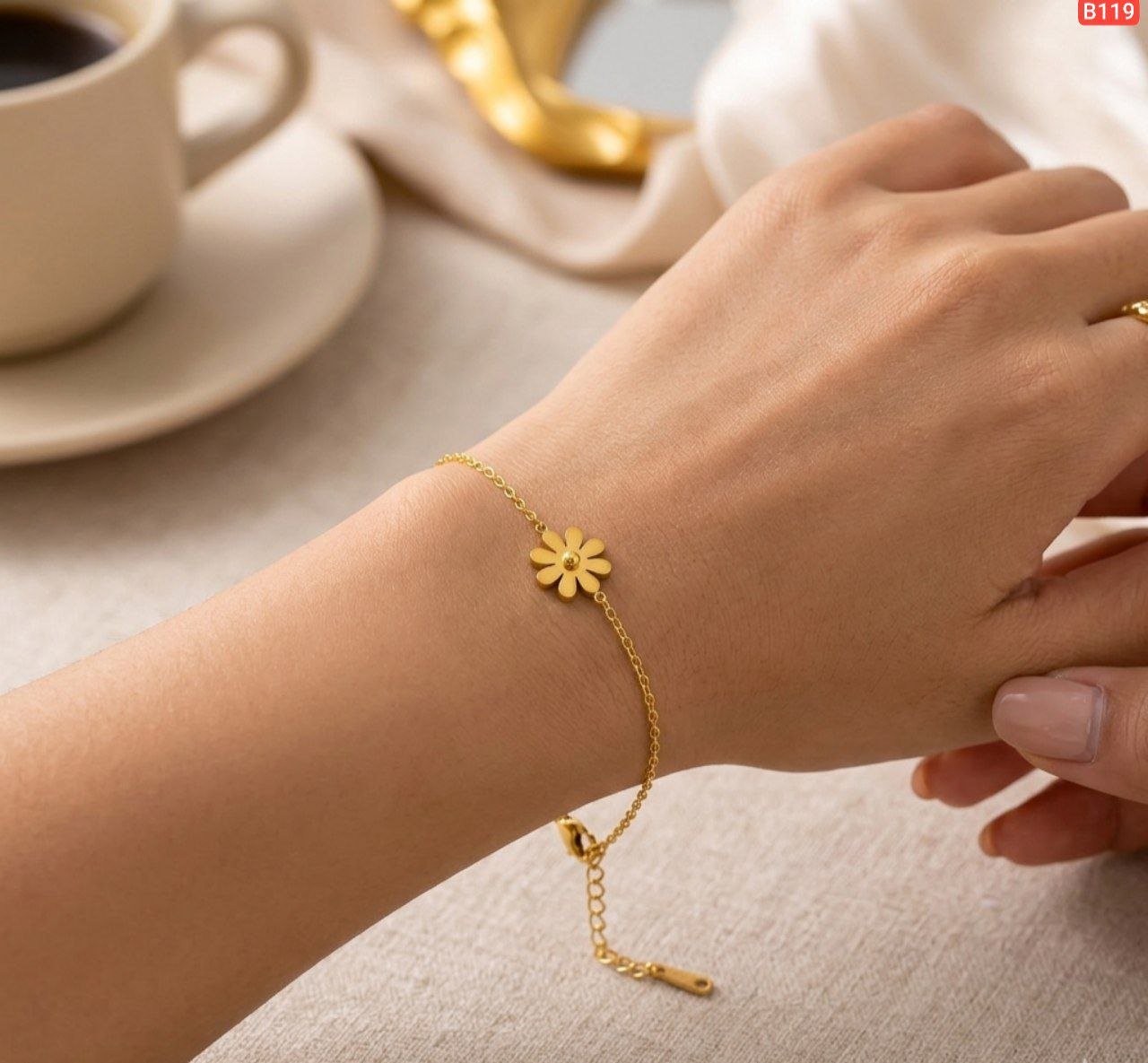 1 Simple Flower stainless Steel Bracelet - Image 2