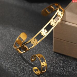 Multi Leaf Bracelet And Ring Set