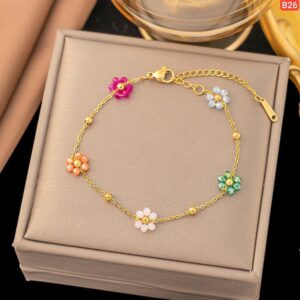 Five Colourful Daisy Flower Bracelet