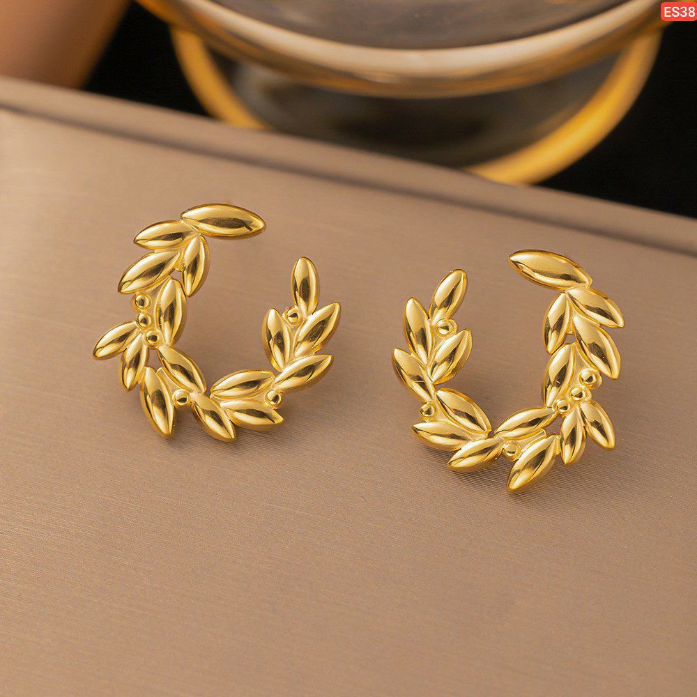 Garland Style Rice Beads Stainless Steel Earings